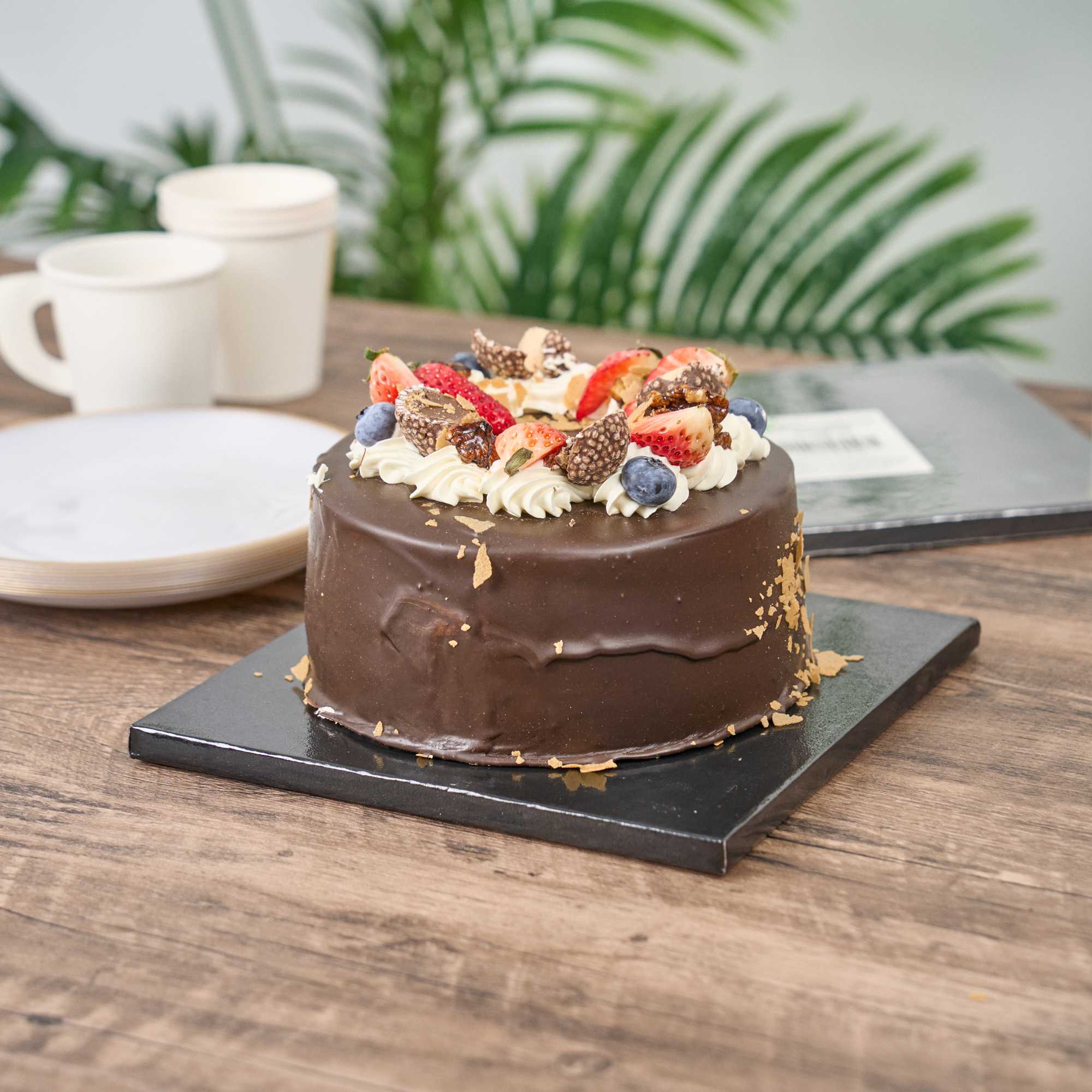 Pastry Tek Square Black Cardboard Cake Drum Board - Covered Edge - 8" x 8" x 1/2" - 1 count box