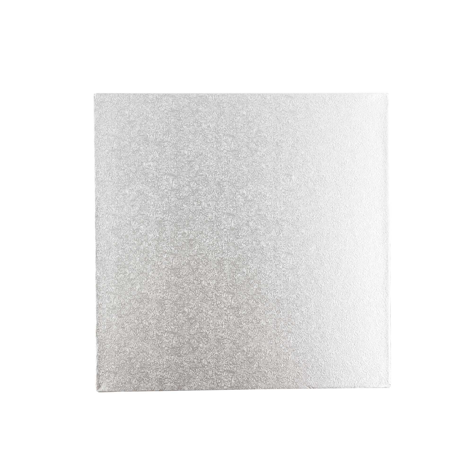 Pastry Tek Square Metallic Silver Cardboard Cake Drum Board - Covered Edge - 8" x 8" x 1/2" - 1 count box
