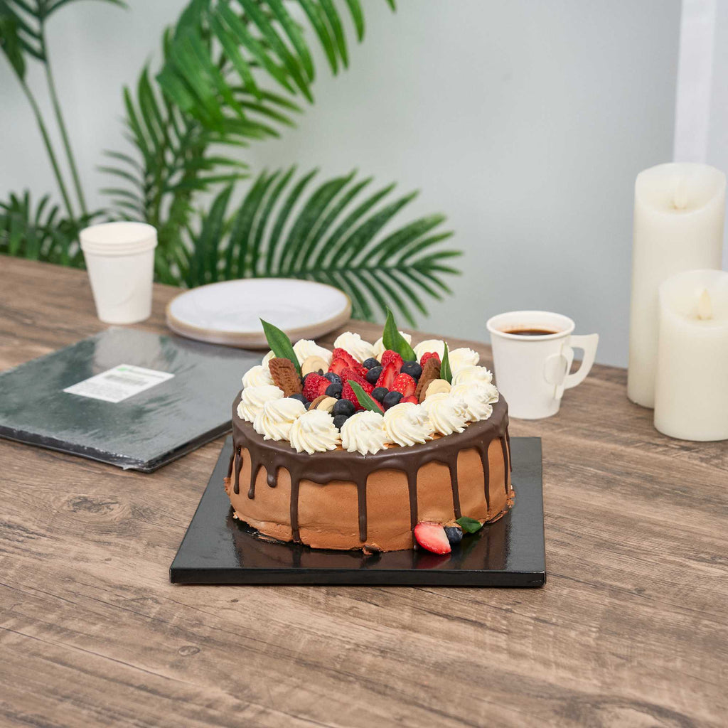 Pastry Tek Square Black Cardboard Cake Drum Board - Covered Edge - 10" x 10" x 1/2" - 1 count box
