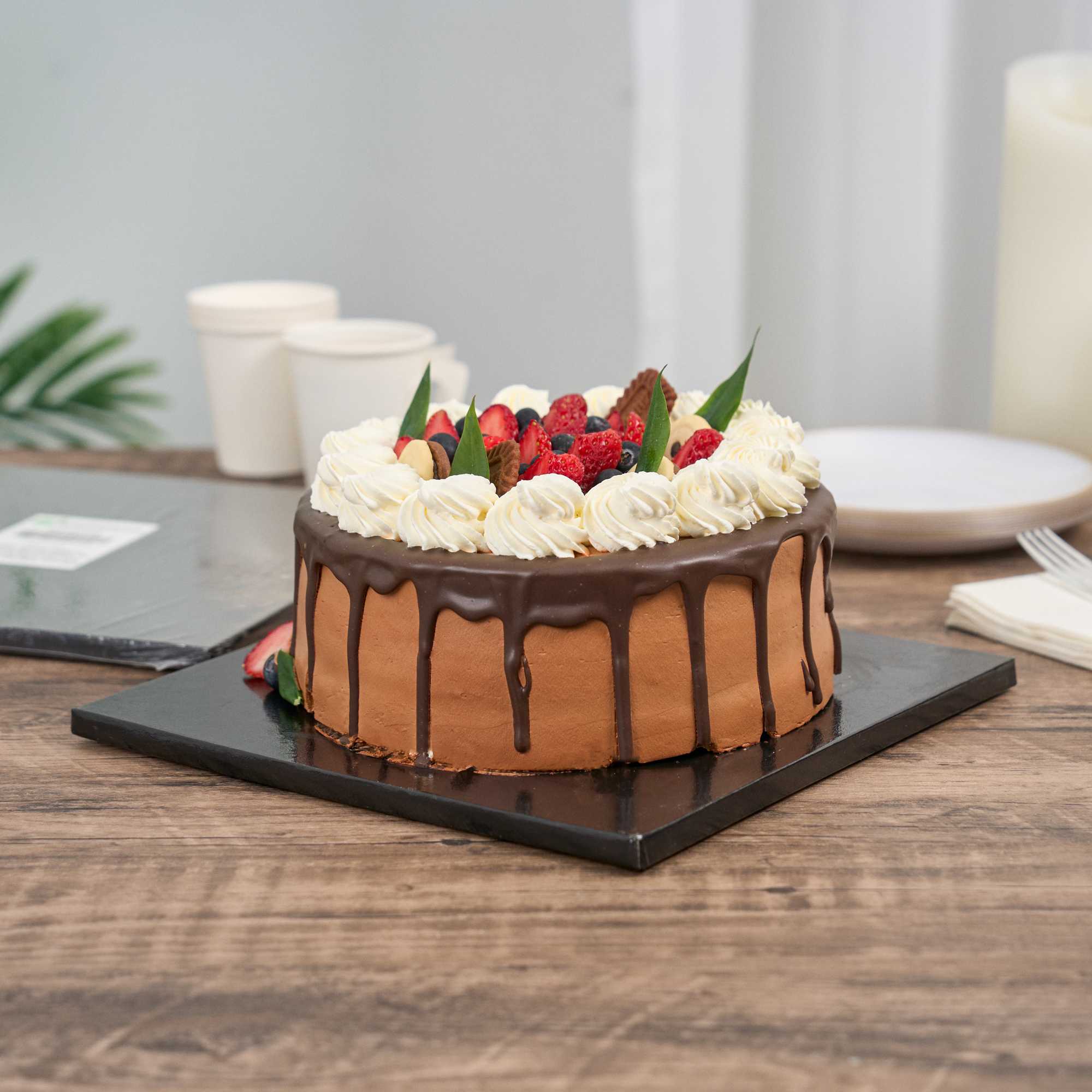 Pastry Tek Square Black Cardboard Cake Drum Board - Covered Edge - 10" x 10" x 1/2" - 1 count box