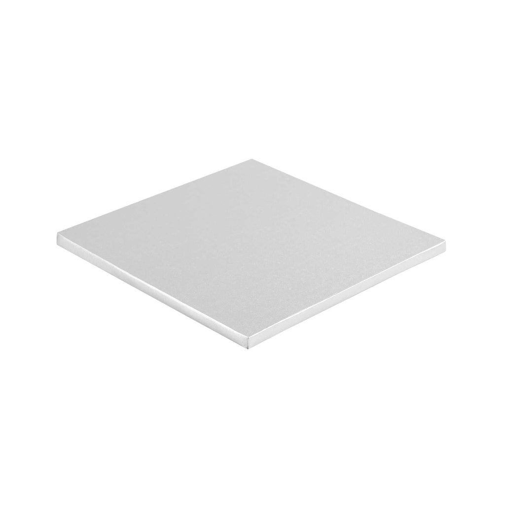 Pastry Tek Square Metallic Silver Cardboard Cake Drum Board - Covered Edge - 10" x 10" x 1/2" - 1 count box