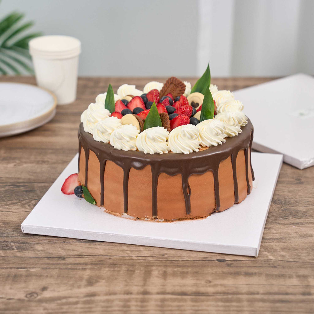 Pastry Tek Square White Cardboard Cake Drum Board - Covered Edge - 10" x 10" x 1/2" - 1 count box