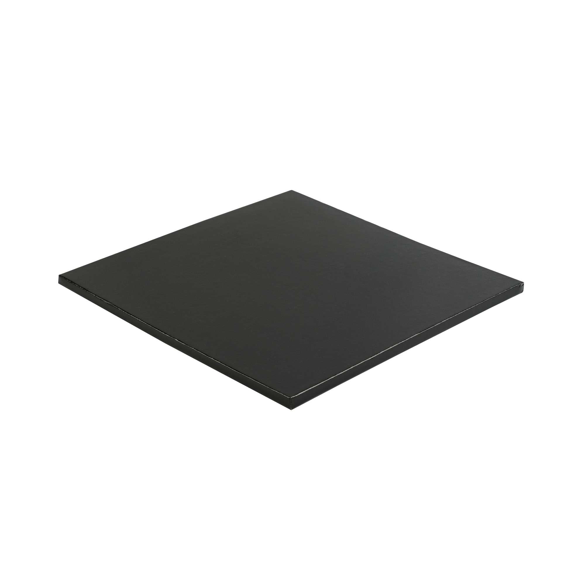 Pastry Tek Square Black Cardboard Cake Drum Board - Covered Edge - 12" x 12" x 1/2" - 1 count box