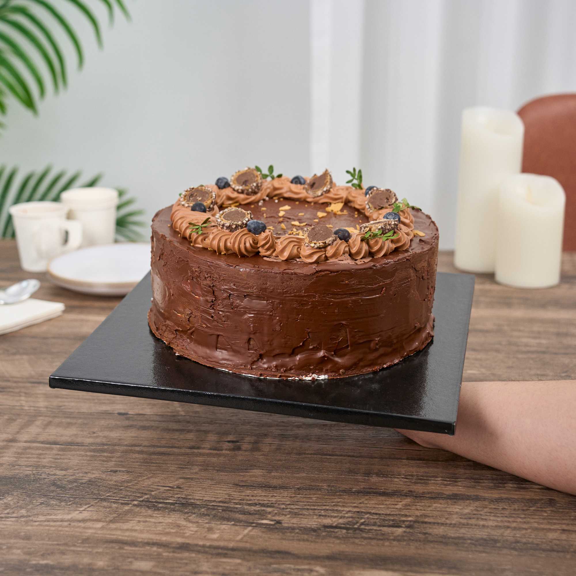 Pastry Tek Square Black Cardboard Cake Drum Board - Covered Edge - 12" x 12" x 1/2" - 1 count box
