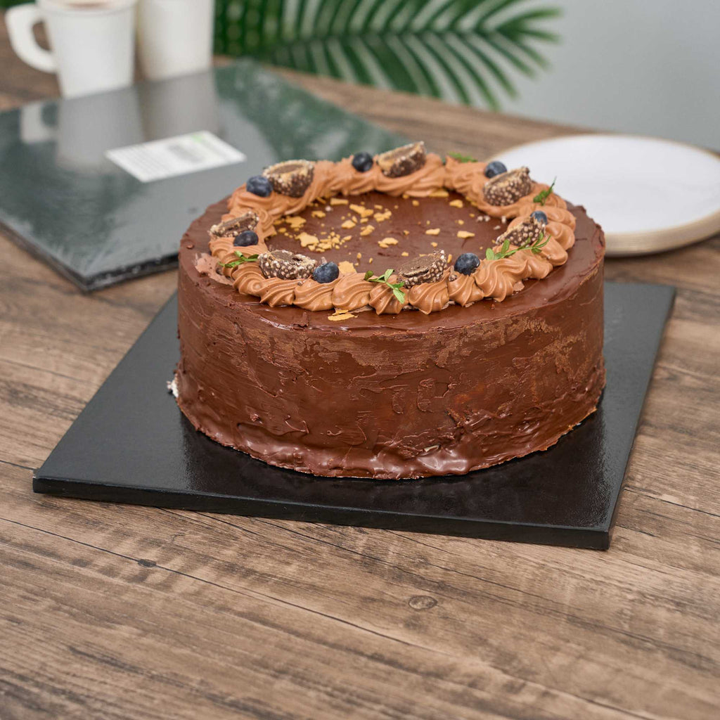 Pastry Tek Square Black Cardboard Cake Drum Board - Covered Edge - 12" x 12" x 1/2" - 1 count box