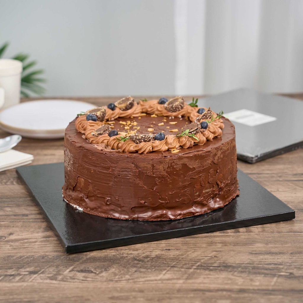 Pastry Tek Square Black Cardboard Cake Drum Board - Covered Edge - 12" x 12" x 1/2" - 1 count box