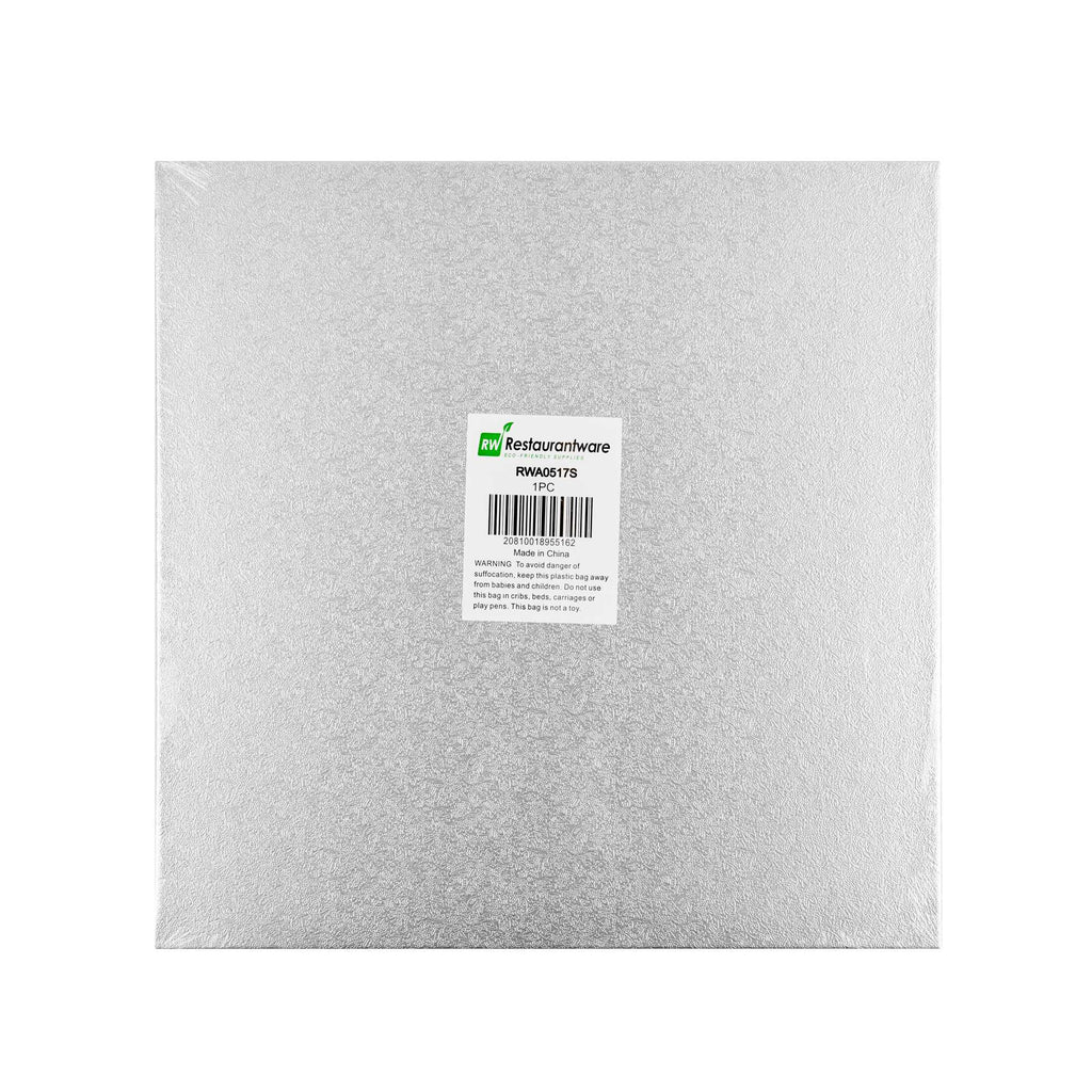 Pastry Tek Square Metallic Silver Cardboard Cake Drum Board - Covered Edge - 12" x 12" x 1/2" - 1 count box