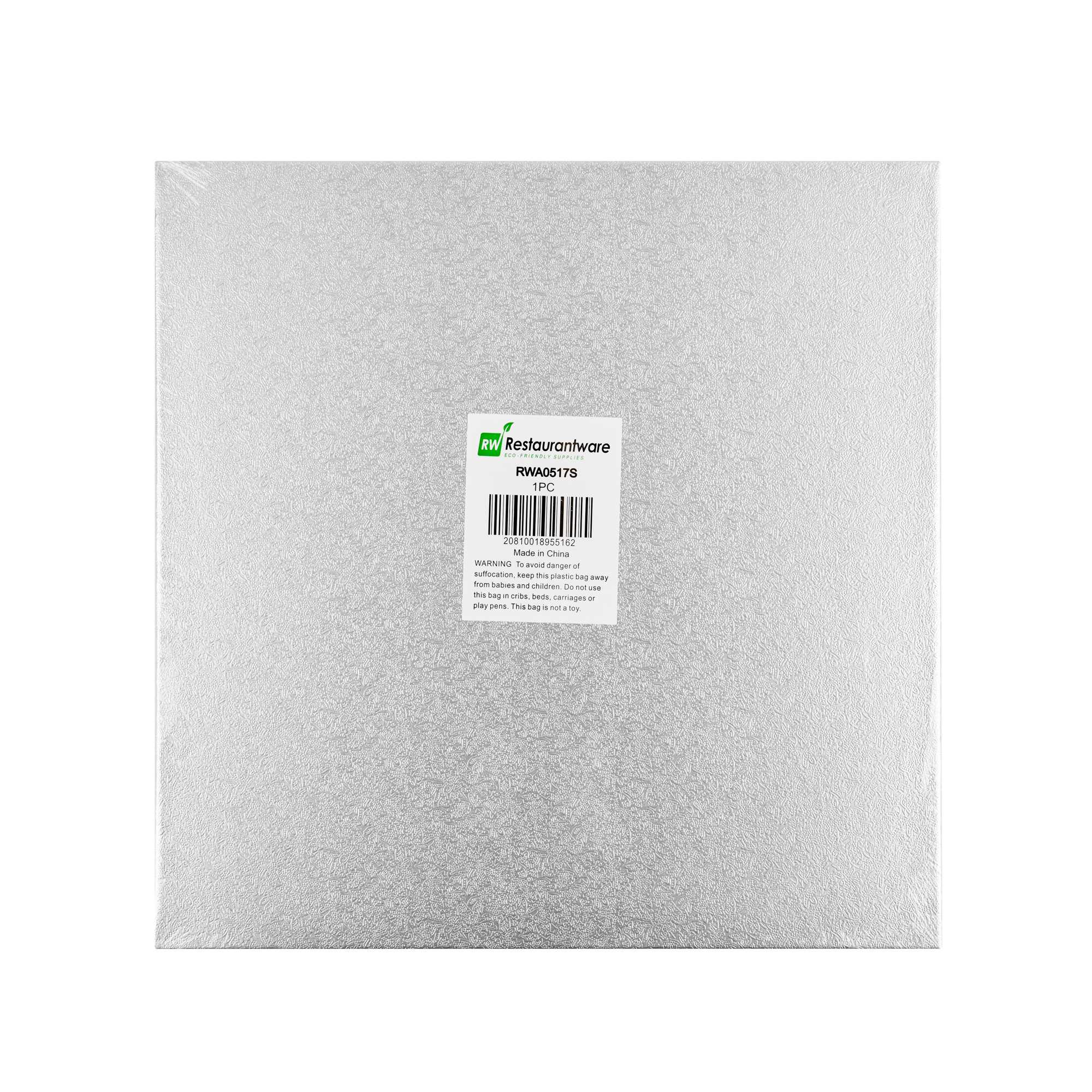 Pastry Tek Square Metallic Silver Cardboard Cake Drum Board - Covered Edge - 12" x 12" x 1/2" - 1 count box
