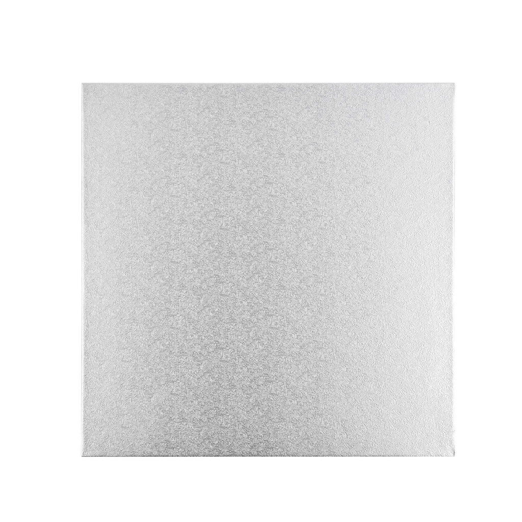 Pastry Tek Square Metallic Silver Cardboard Cake Drum Board - Covered Edge - 12" x 12" x 1/2" - 1 count box