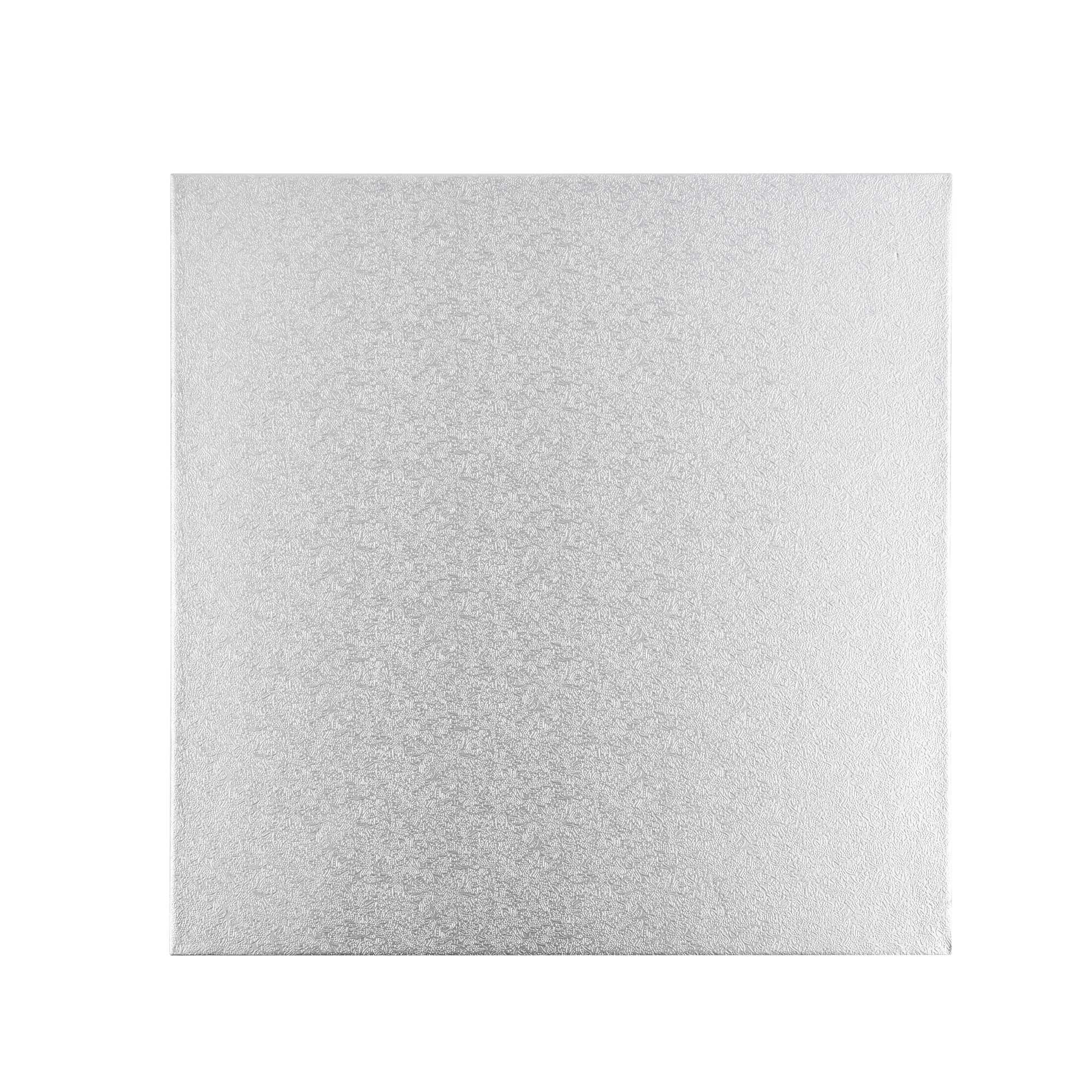 Pastry Tek Square Metallic Silver Cardboard Cake Drum Board - Covered Edge - 12" x 12" x 1/2" - 1 count box