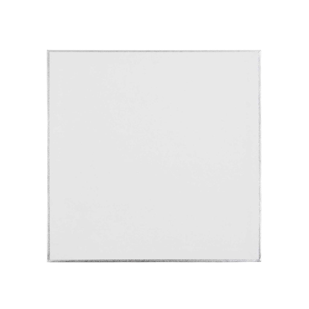 Pastry Tek Square Metallic Silver Cardboard Cake Drum Board - Covered Edge - 12" x 12" x 1/2" - 1 count box