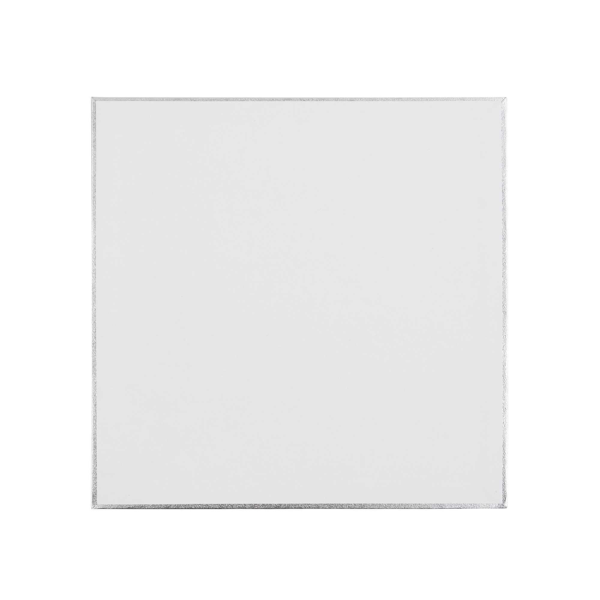 Pastry Tek Square Metallic Silver Cardboard Cake Drum Board - Covered Edge - 12" x 12" x 1/2" - 1 count box