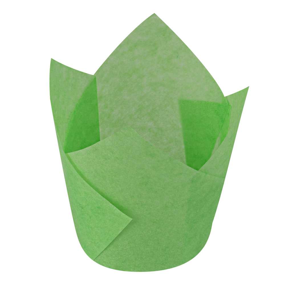 Panificio 4 oz Green Paper Tulip Baking Cup - Greaseproof - 3 1/2" x 3 1/2" x 3 1/2" - 200 count box