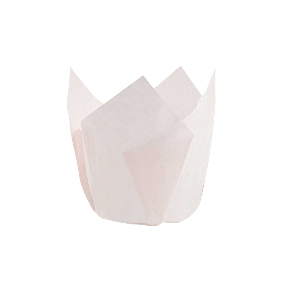 Panificio 4 oz Pink Paper Tulip Baking Cup - Greaseproof - 3 1/2" x 3 1/2" x 3 1/2" - 200 count box