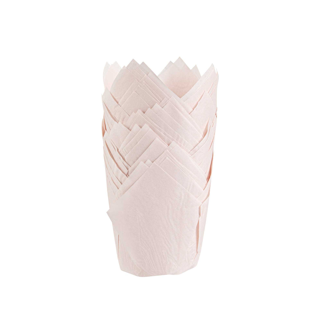 Panificio 4 oz Pink Paper Tulip Baking Cup - Greaseproof - 3 1/2" x 3 1/2" x 3 1/2" - 200 count box
