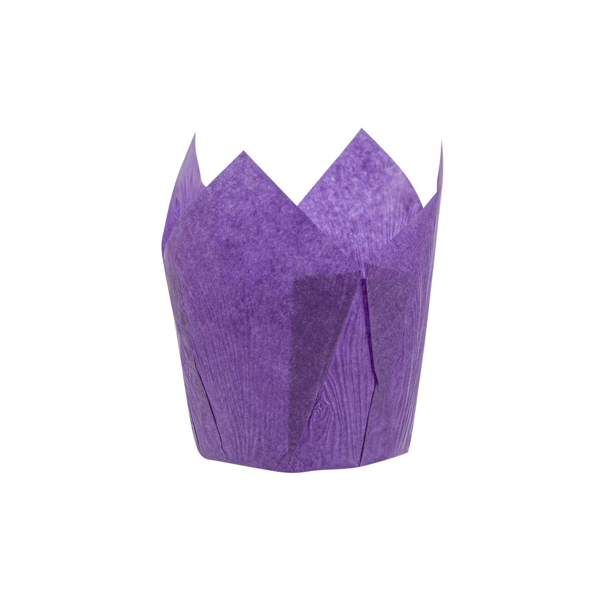 Panificio 4 oz Violet Paper Tulip Baking Cup - Greaseproof - 3 1/2" x 3 1/2" x 3 1/2" - 200 count box