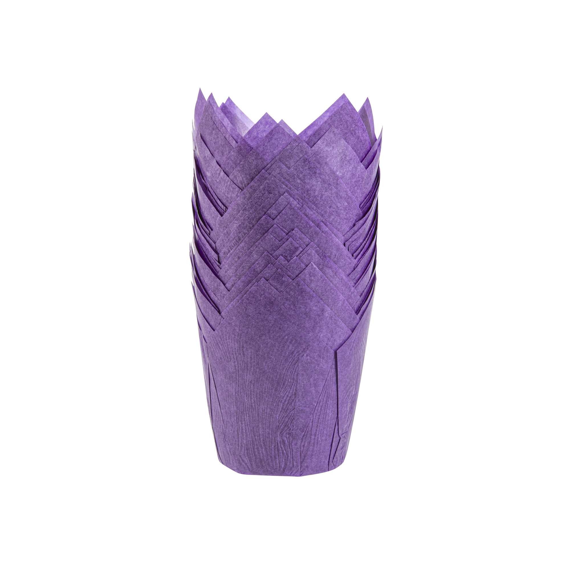 Panificio 4 oz Violet Paper Tulip Baking Cup - Greaseproof - 3 1/2" x 3 1/2" x 3 1/2" - 200 count box