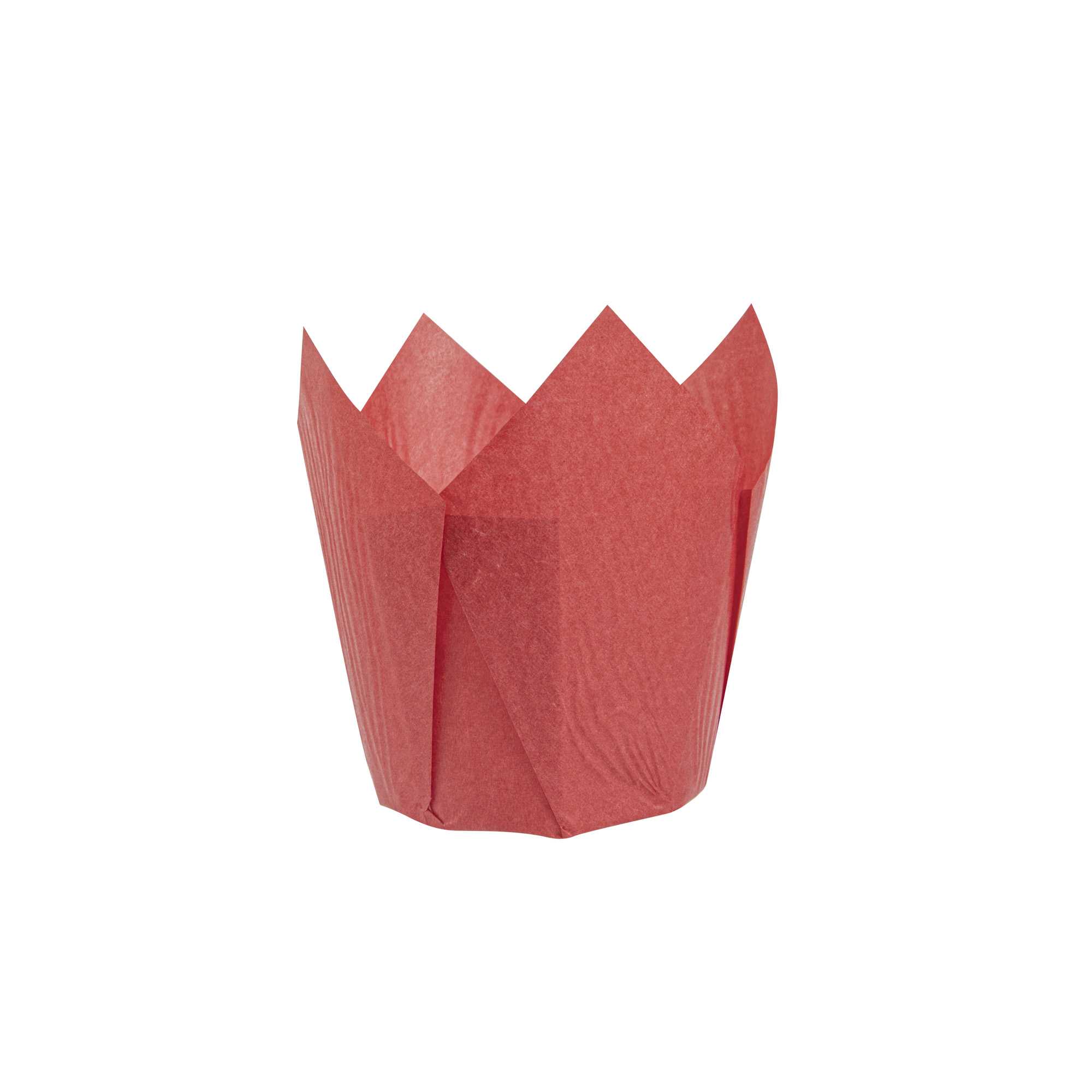 Panificio 4 oz Red Paper Tulip Baking Cup - Greaseproof - 3 1/2" x 3 1/2" x 3 1/2" - 200 count box