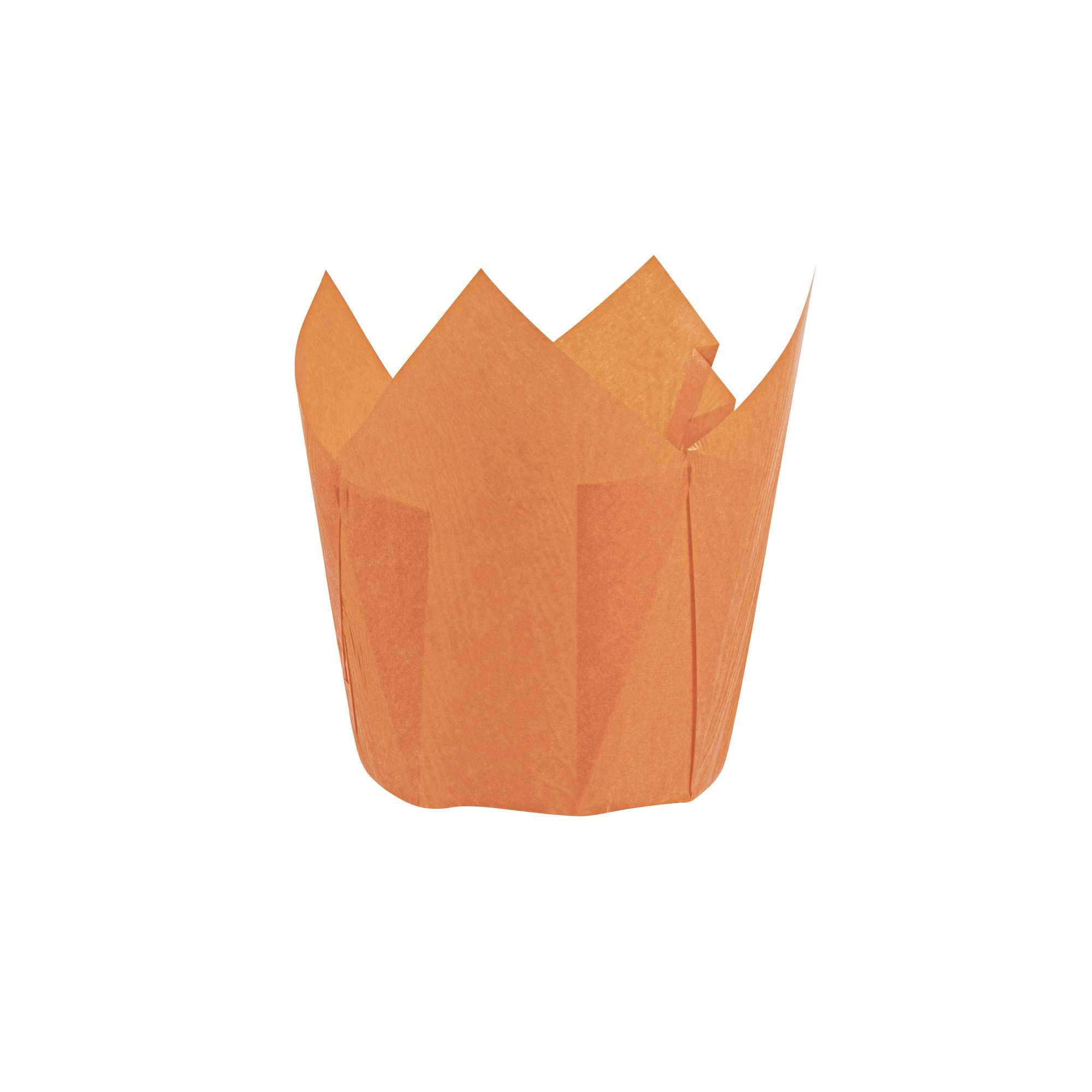 Panificio 4 oz Orange Paper Tulip Baking Cup - Greaseproof - 3 1/2" x 3 1/2" x 3 1/2" - 200 count box