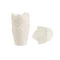 Panificio 4 oz White Paper Tulip Baking Cup - Greaseproof - 3 1/2" x 3 1/2" x 3 1/2" - 200 count box