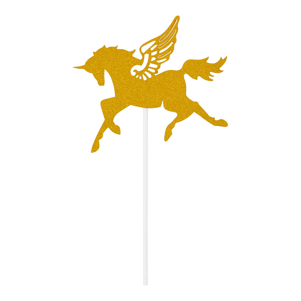 Top Cake Gold Paper Unicorn Cake Topper - Glitter - 6" x 4 1/4" - 10 count box