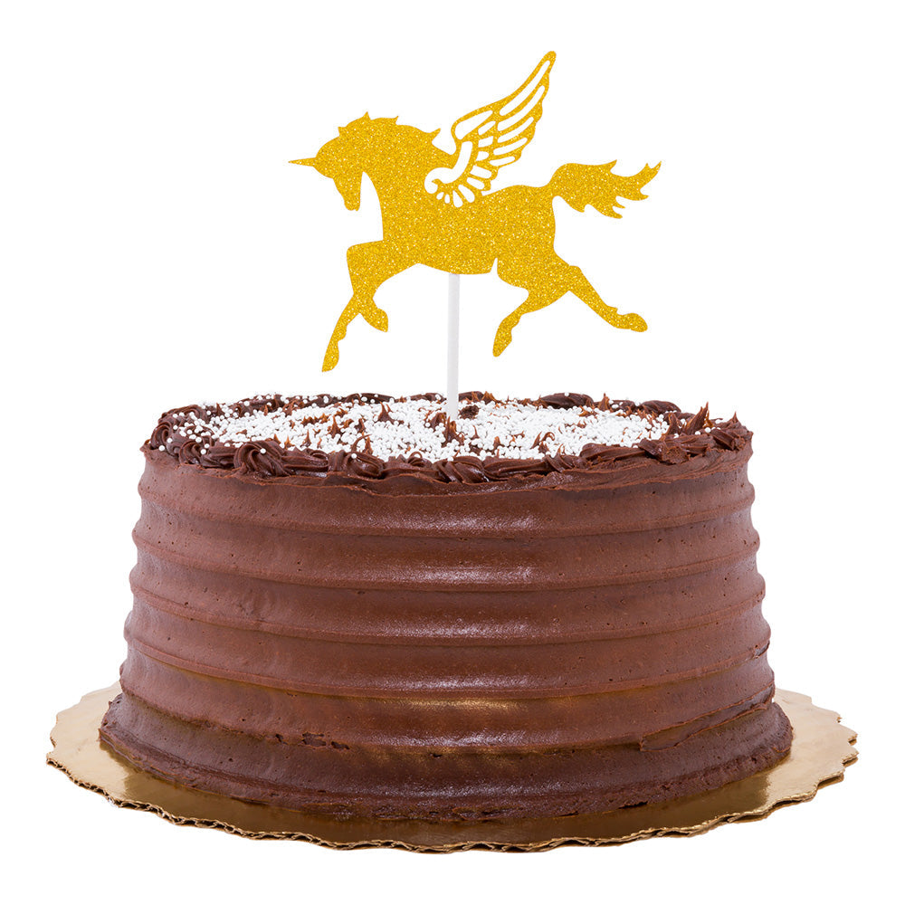 Top Cake Gold Paper Unicorn Cake Topper - Glitter - 6" x 4 1/4" - 10 count box