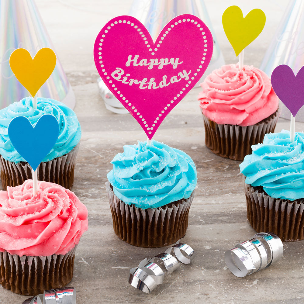 Top Cake Assorted Paper Happy Birthday Cake Topper - 6 1/4" x 3" - 10 pieces