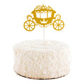 Top Cake Gold Paper Cinderella Carriage Cake Topper - Glitter - 8" x 3 3/4" - 10 count box