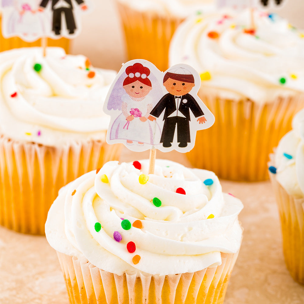 Top Cake Assorted Paper Wedding Cake Topper - Jewish Bride and Groom - 3 1/4" x 1 1/2" - 10 count box