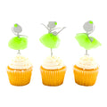Top Cake Green Paper Ballerina Cake Topper - Glitter, Neon Green Tutu - 5" x 2 1/4" - 10 count box