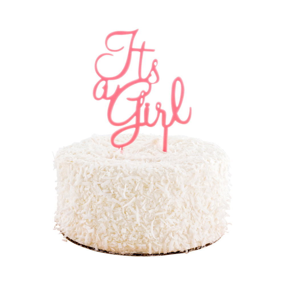 Top Cake Pink Acrylic Baby Shower Cake Topper - Its a Girl - 7" x 4" - 1 count box