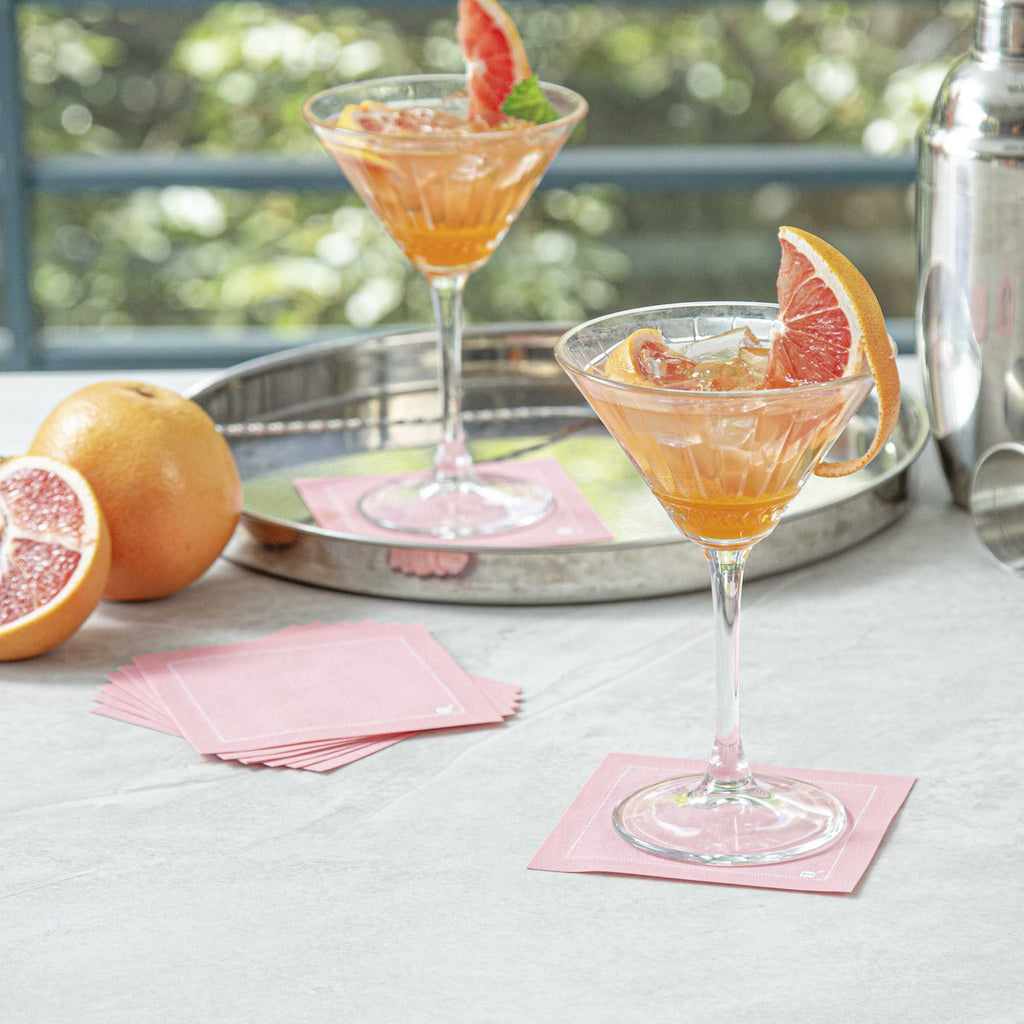 Luxenap Square Pink Cotton Cocktail Napkin - Organic, Disposable - 4 1/2" x 4 1/2" - 50 count box