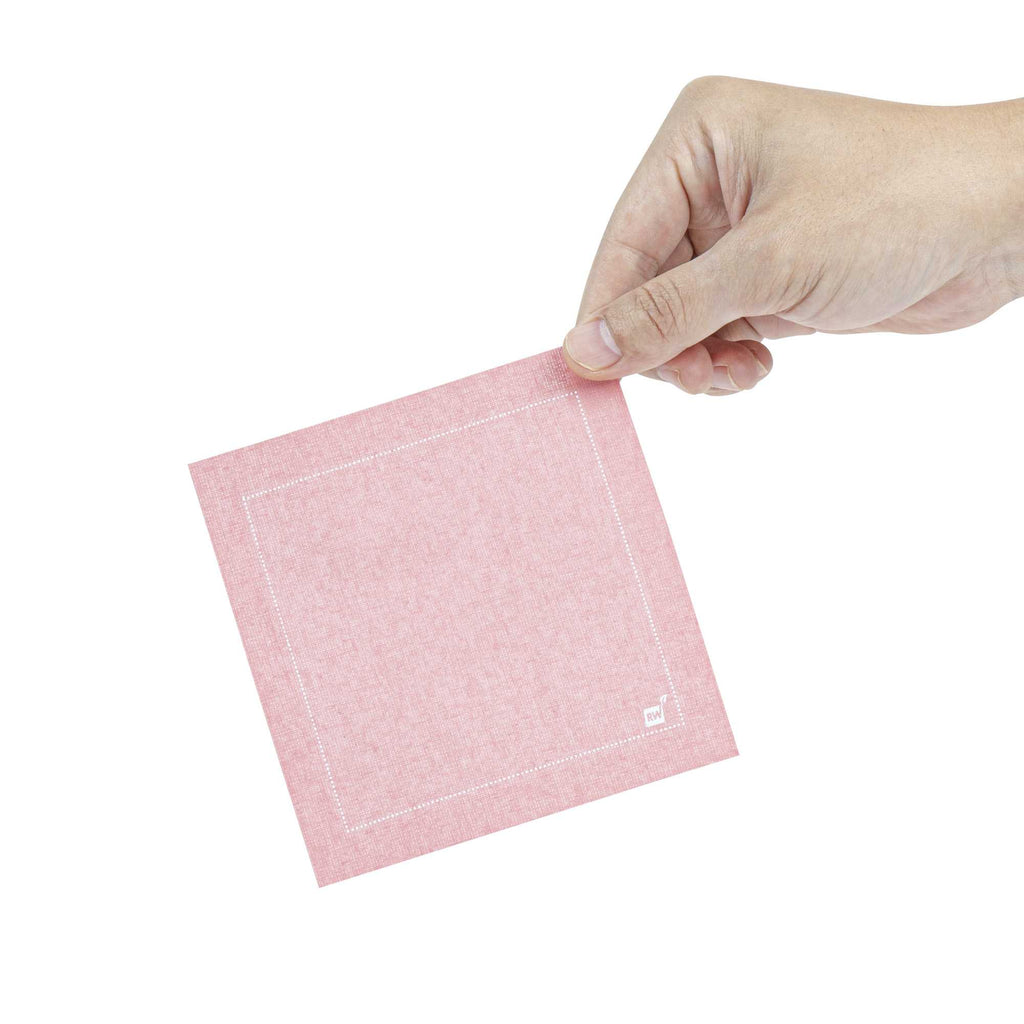 Luxenap Square Pink Cotton Cocktail Napkin - Organic, Disposable - 4 1/2" x 4 1/2" - 50 count box
