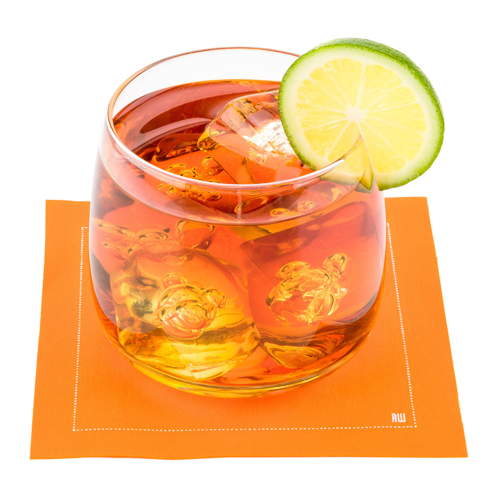 Luxenap Square Orange Cotton Cocktail Napkin - Organic, Disposable - 4 1/2" x 4 1/2" - 50 count box