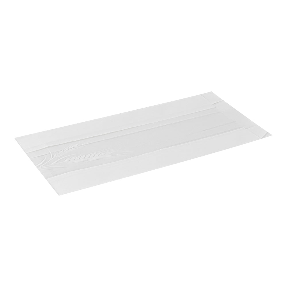 Bag Tek White Paper Bread Bag - Micro-Perforated, Greaseproof, Wheat Pattern - 5 3/4" x 2 3/4" x 11 1/2" - 100 count box