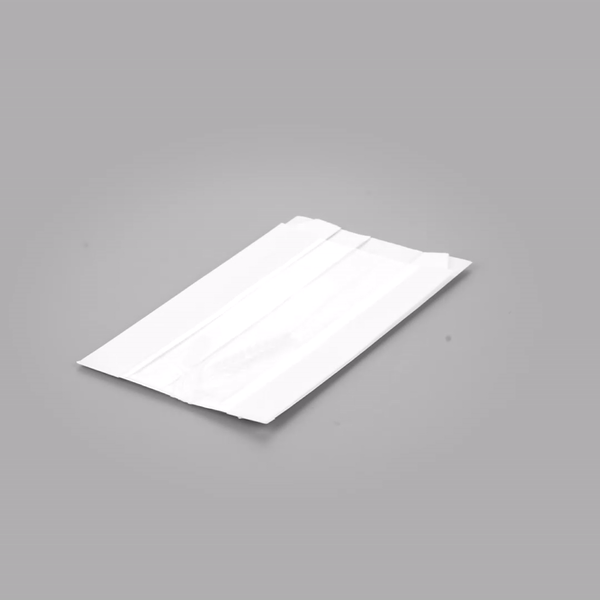 Bag Tek White Paper Bread Bag - Micro-Perforated, Greaseproof, Wheat Pattern - 4 1/2" x 2 1/2" x 8 1/2" - 100 count box