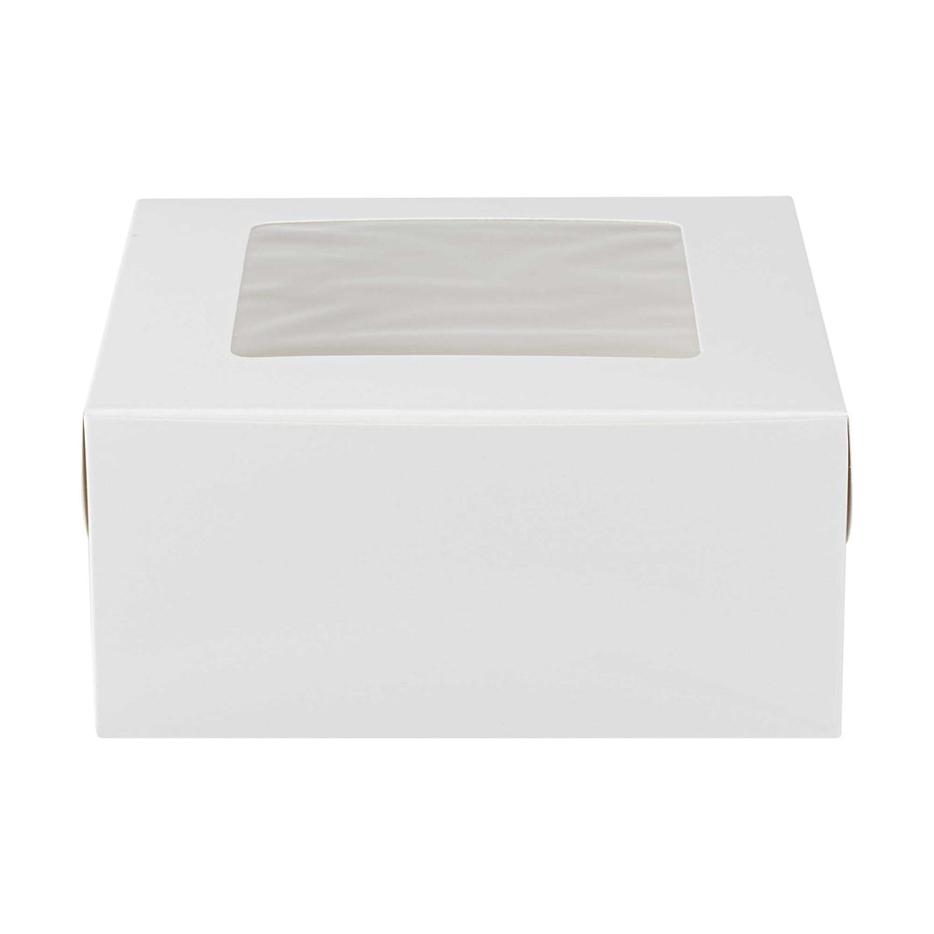 Cafe Vision Square White Cupcake Window Box - Fits 4 - 6 1/4" x 6 1/4" x 3" - 100 count box