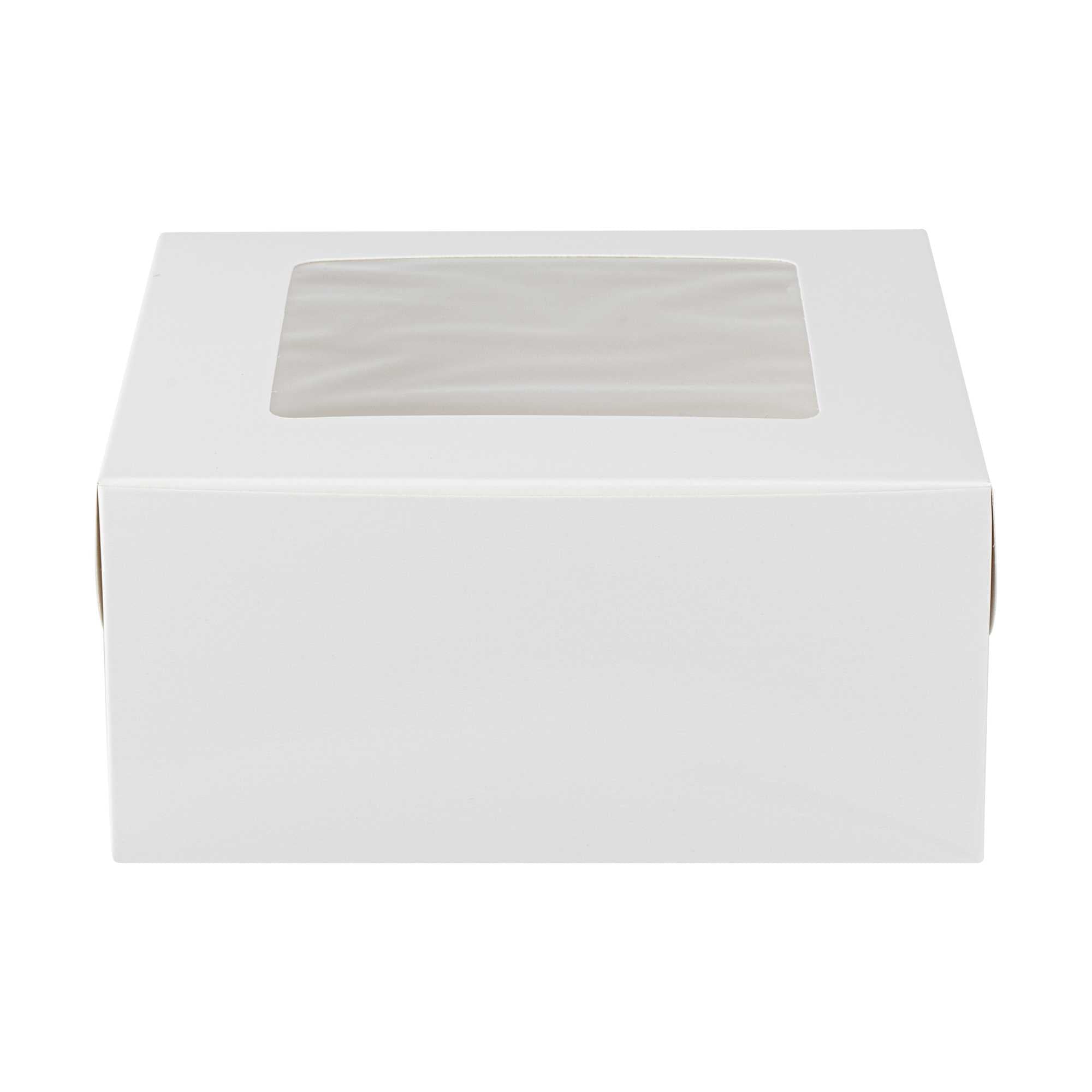 Cafe Vision Square White Cupcake Window Box - Fits 4 - 6 1/4" x 6 1/4" x 3" - 100 count box