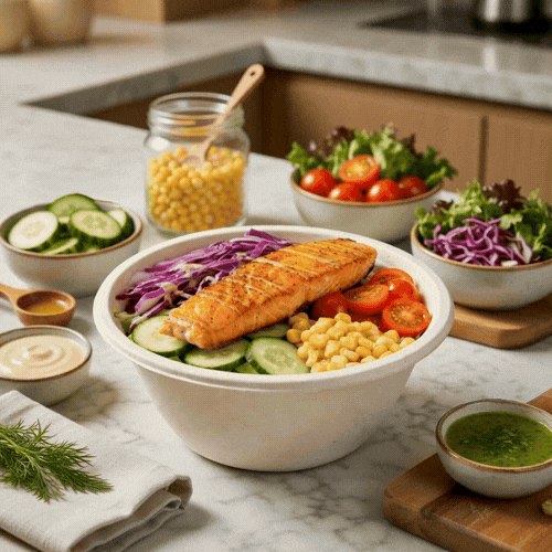 Pulp Tek 32 oz Round Natural Sugarcane / Bagasse Salad Bowl - 7" x 7" x 2 3/4" - 100 count box
