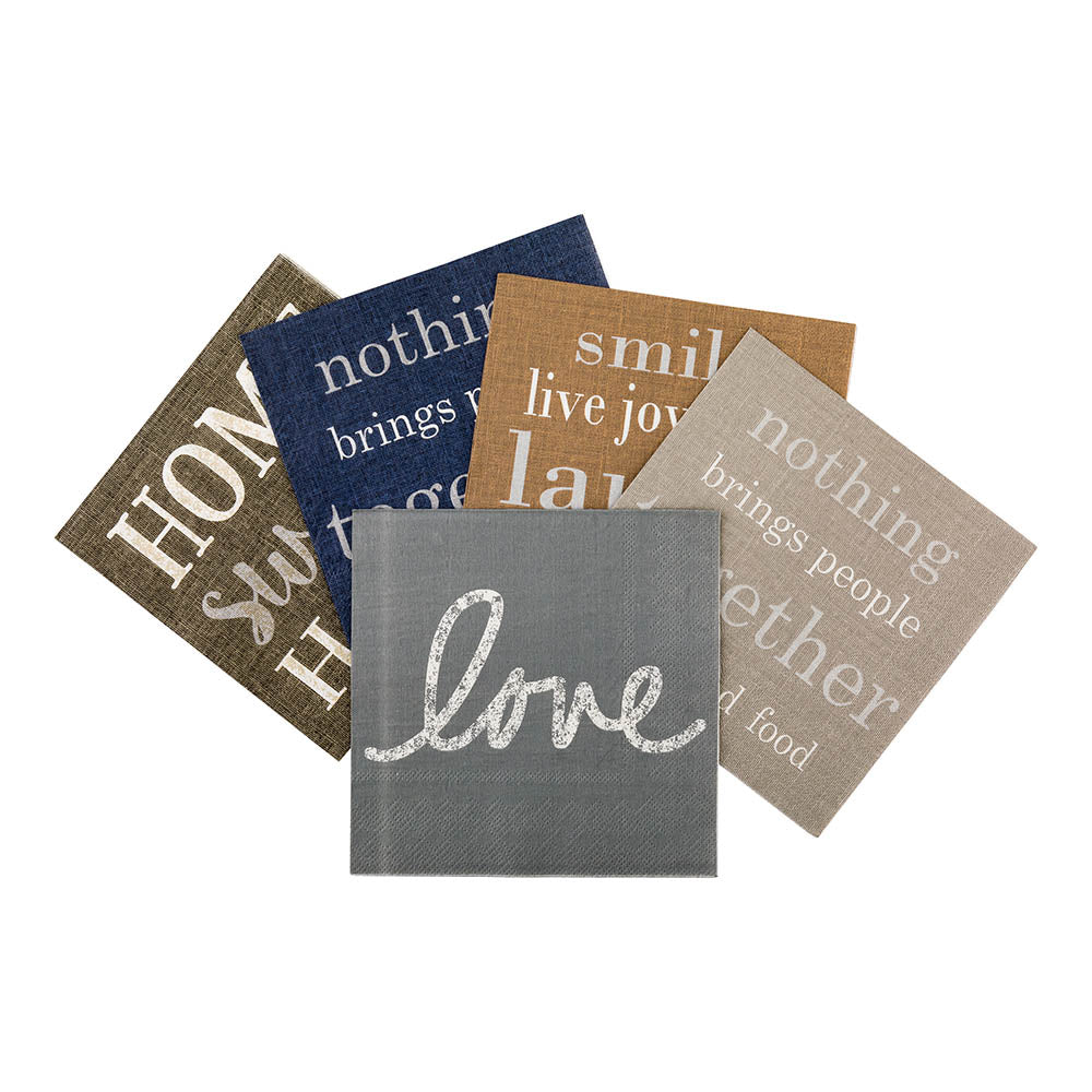Luxenap Gray Paper Luncheon Napkin - Love, Script - 13" x 13" - 20 count box