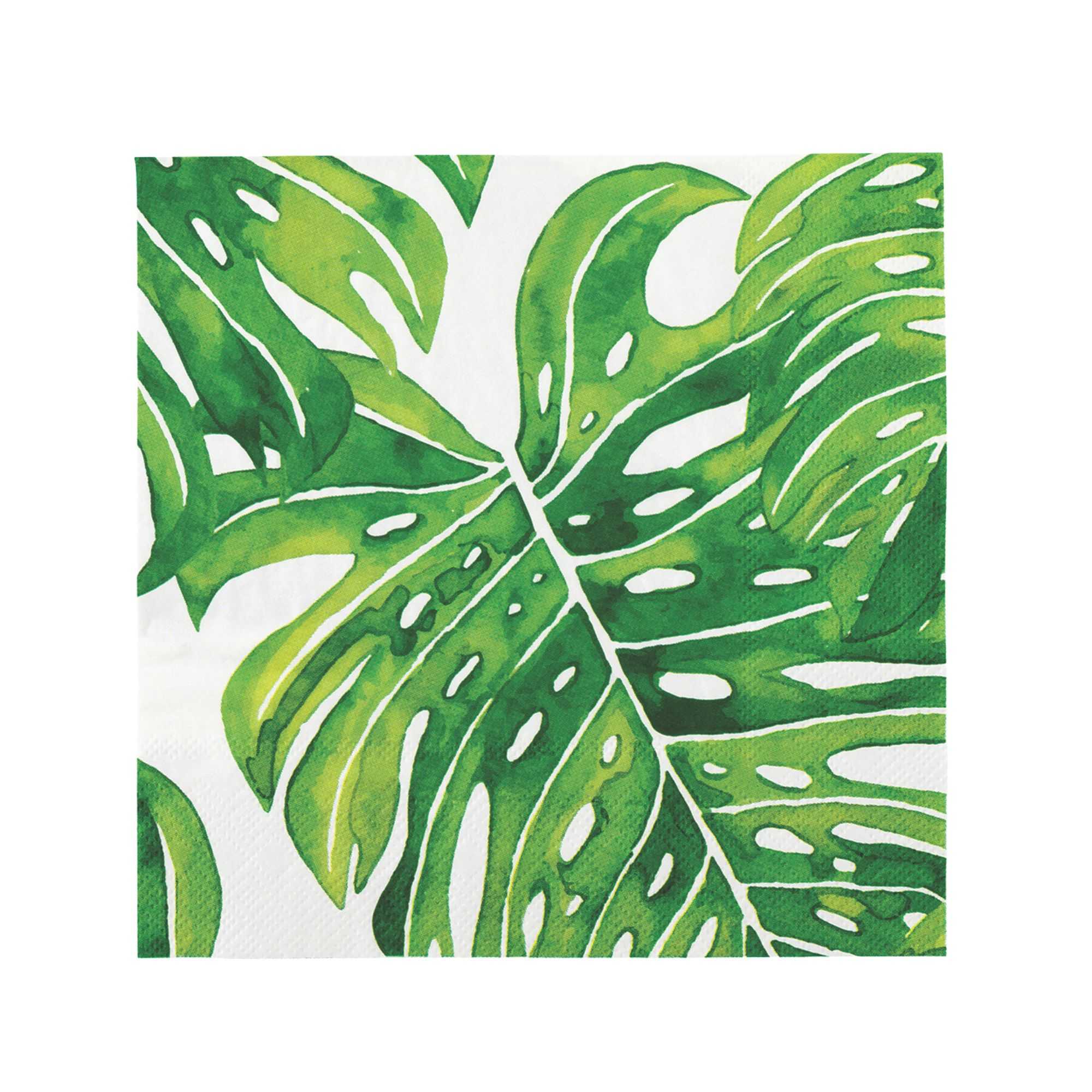 Luxenap White Paper Luncheon Napkin - Tropical Leaves - 13" x 13" - 20 count box