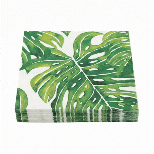 Luxenap White Paper Luncheon Napkin - Tropical Leaves - 13" x 13" - 20 count box