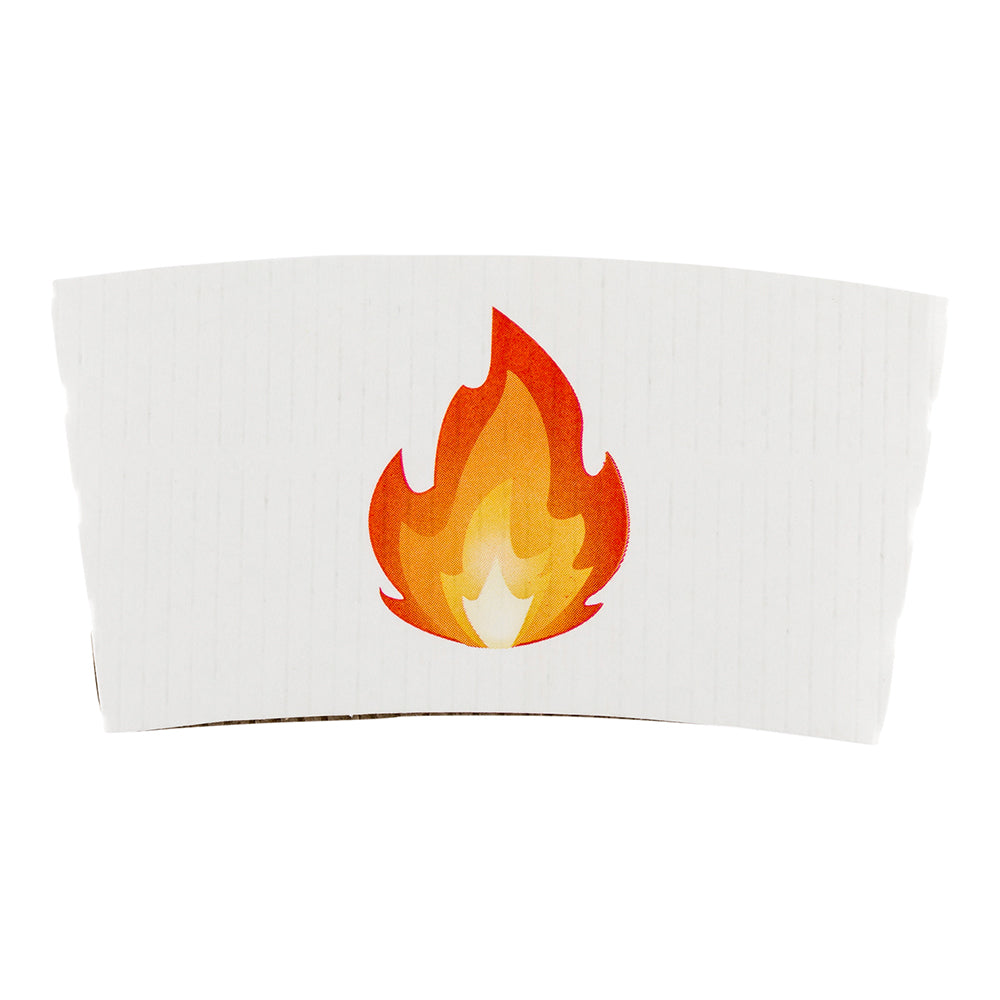 Restpresso White Paper Fire Emoji Coffee Cup Sleeve - Fits 12 / 16 / 20 oz Cups - 50 count box