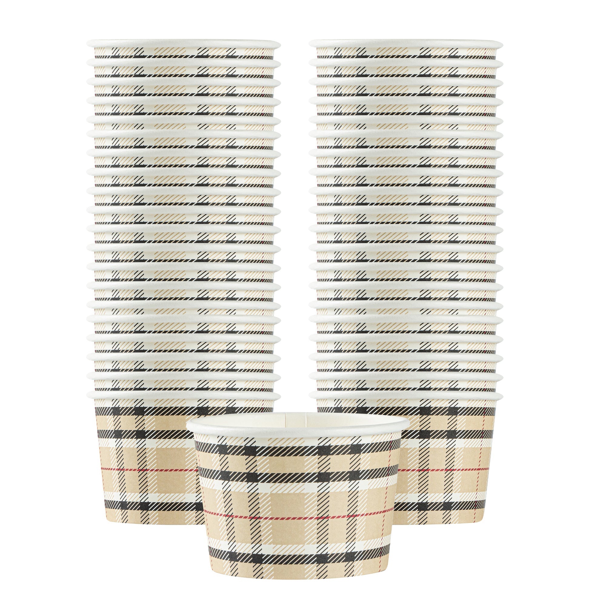 Coppetta 4 oz Round Plaid Paper To Go Cup - 3" x 3" x 2 1/2" - 50 count box