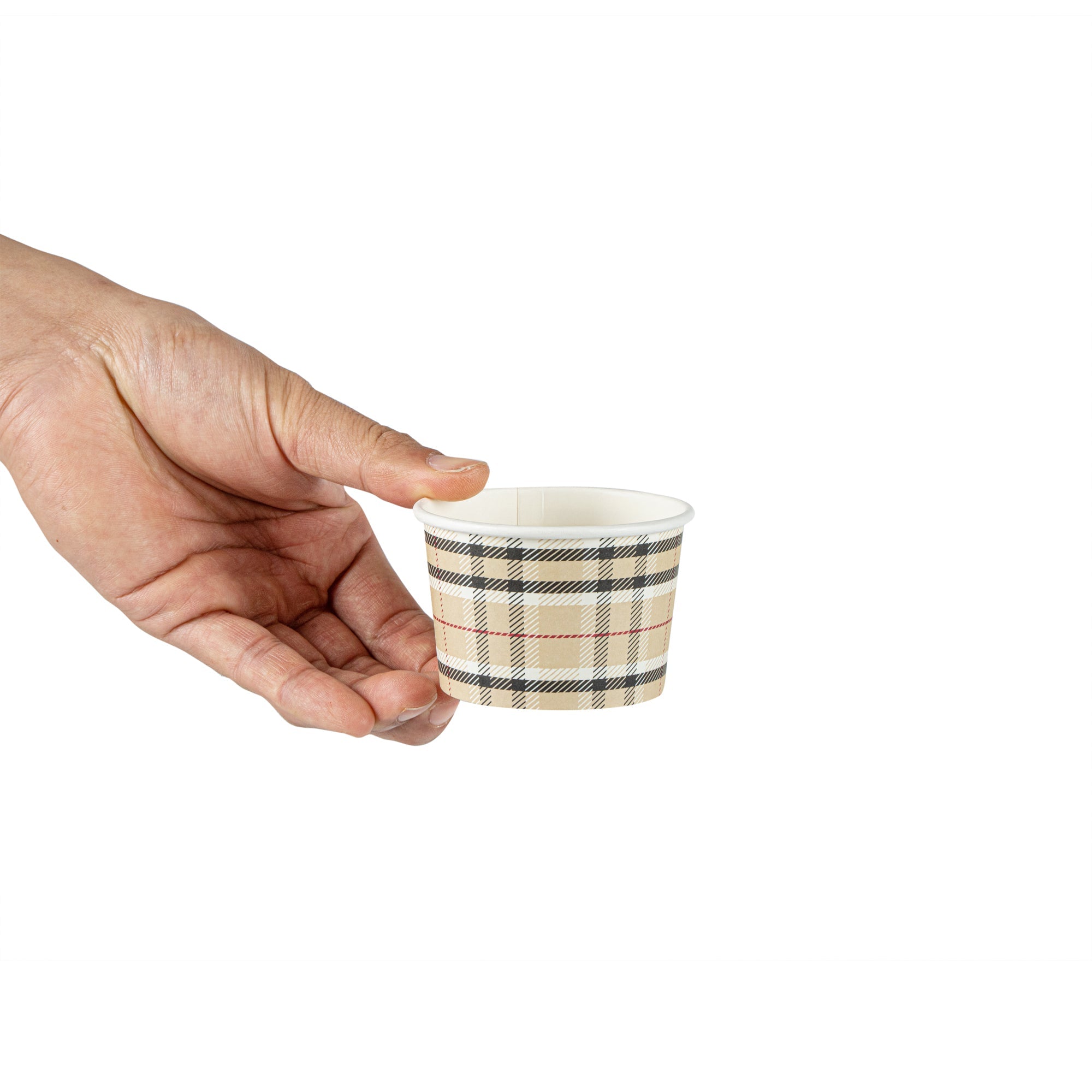 Coppetta 4 oz Round Plaid Paper To Go Cup - 3" x 3" x 2 1/2" - 50 count box