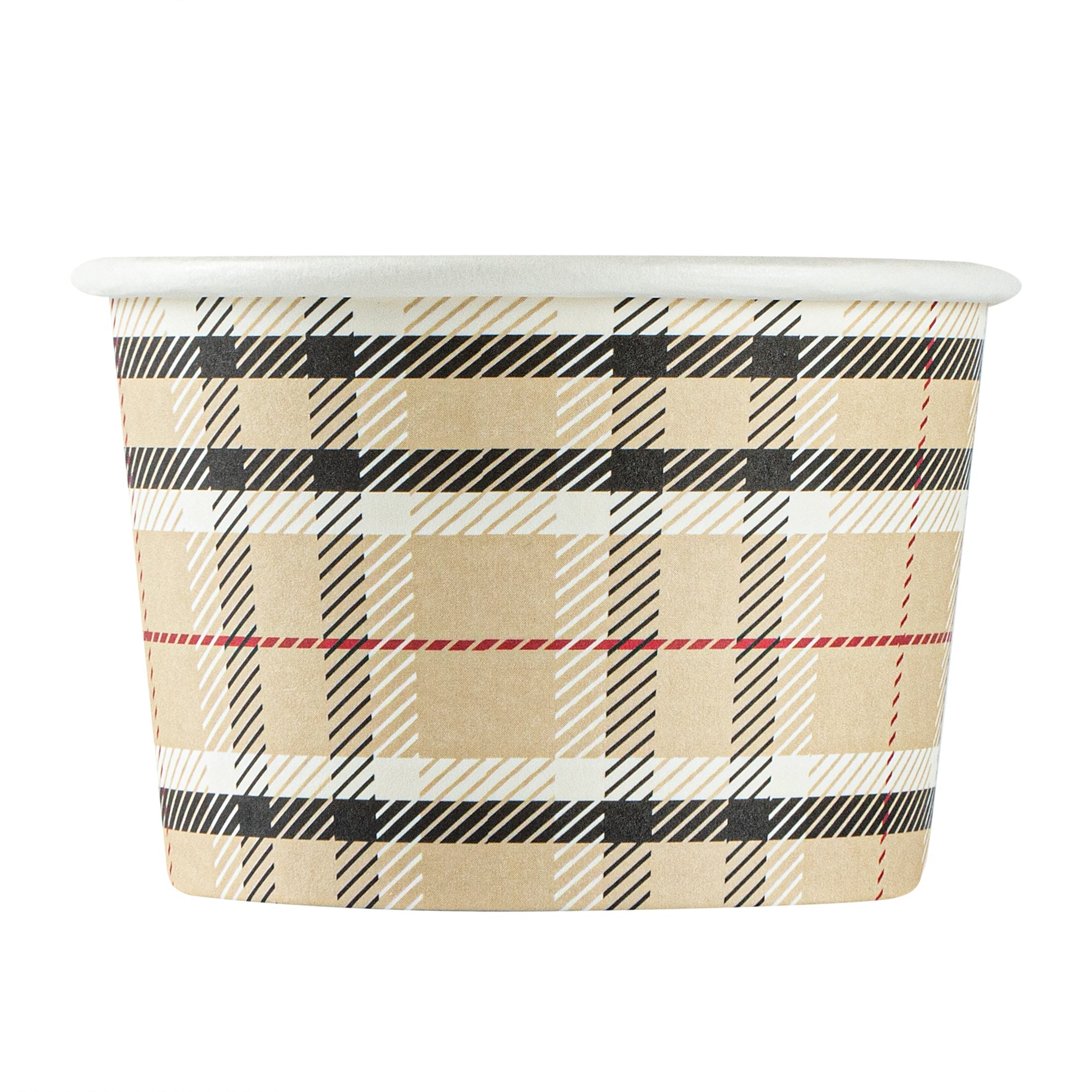 Coppetta 4 oz Round Plaid Paper To Go Cup - 3" x 3" x 2 1/2" - 50 count box