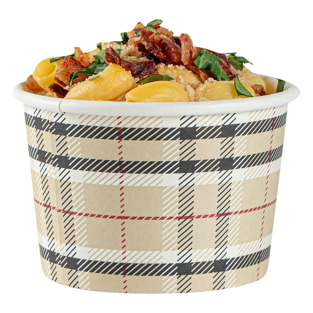 Coppetta 4 oz Round Plaid Paper To Go Cup - 3" x 3" x 2 1/2" - 200 count box