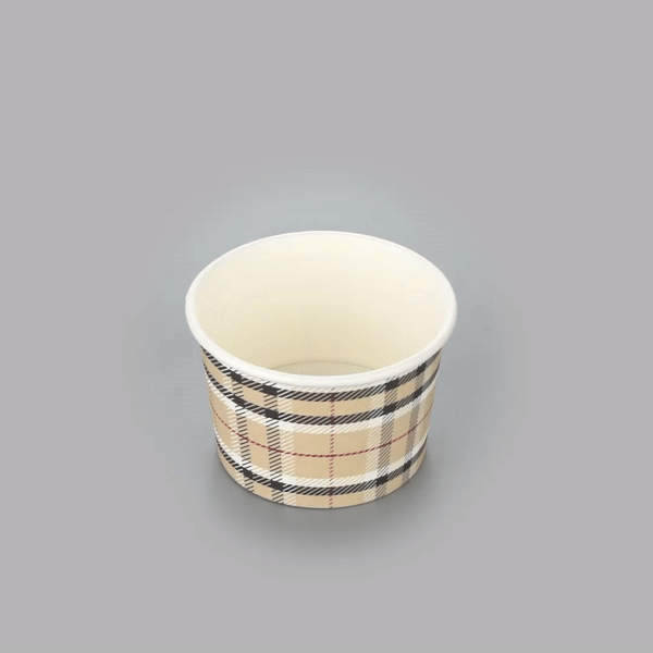 Coppetta 4 oz Round Plaid Paper To Go Cup - 3" x 3" x 2 1/2" - 200 count box