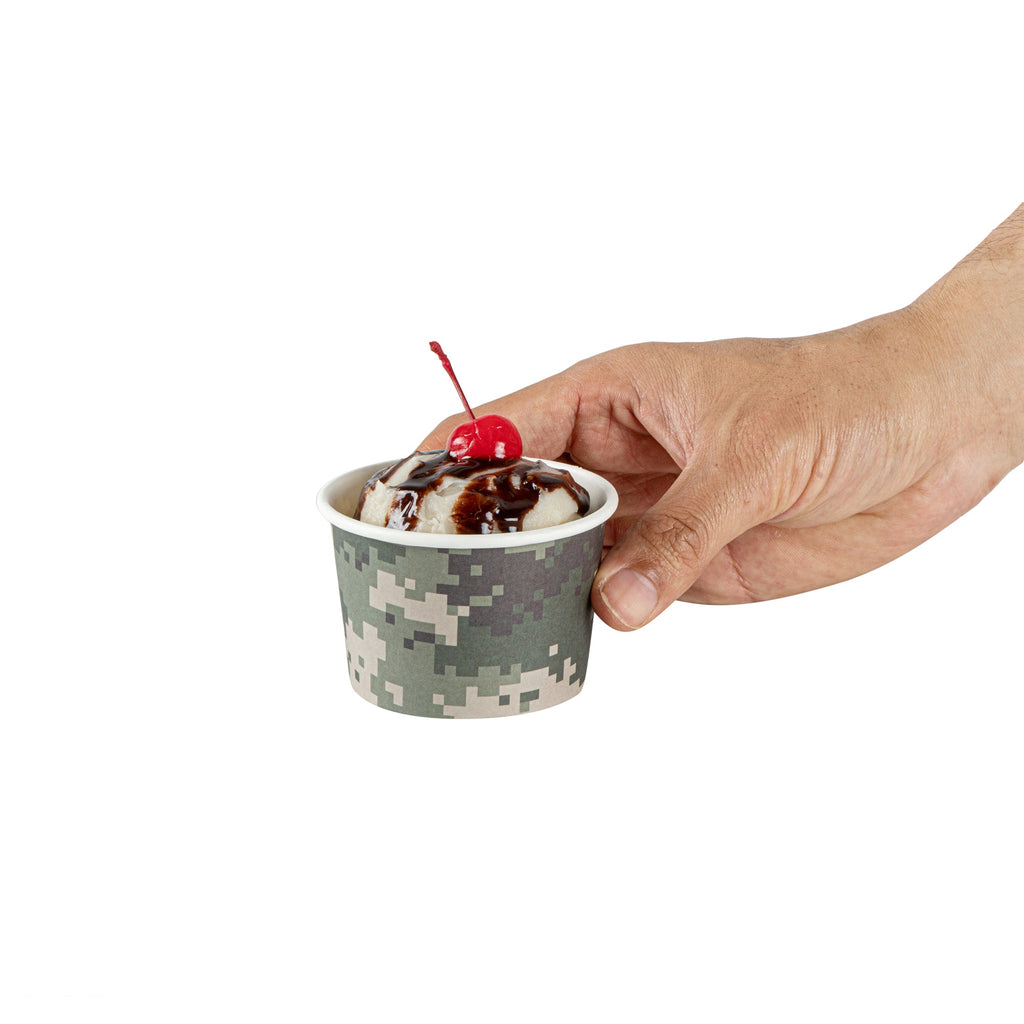 Coppetta 4 oz Round Camouflage Paper To Go Cup - 3" x 3" x 2 1/2" - 50 count box