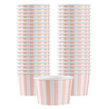 Coppetta 4 oz Round Pink and White Stripe Paper To Go Cup - 3" x 3" x 2 1/2" - 50 count box